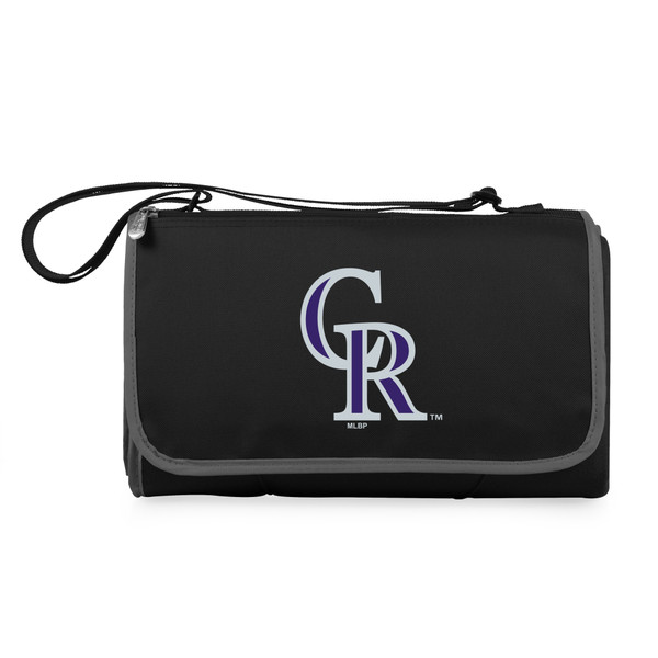 Colorado Rockies Blanket Tote Outdoor Picnic Blanket (Black with Black Exterior)