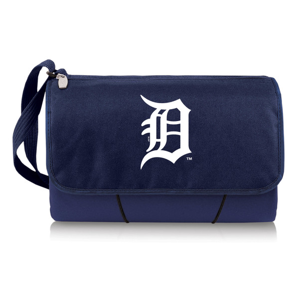 Detroit Tigers Blanket Tote Outdoor Picnic Blanket (Navy Blue with Black Flap)
