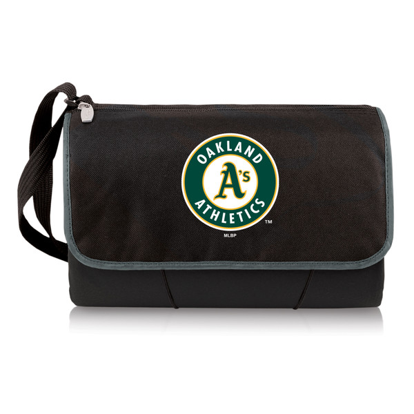 Oakland Athletics Blanket Tote Outdoor Picnic Blanket (Black with Black Exterior)