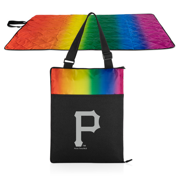 Pittsburgh Pirates Vista Outdoor Picnic Blanket & Tote (Rainbow with Black)