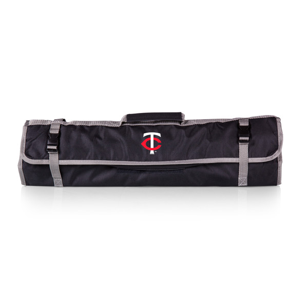 Minnesota Twins 3-Piece BBQ Tote & Grill Set (Black with Gray Accents)