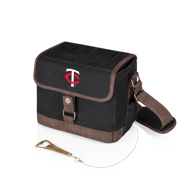 Minnesota Twins Beer Caddy Cooler Tote with Opener (Black with Brown Accents)