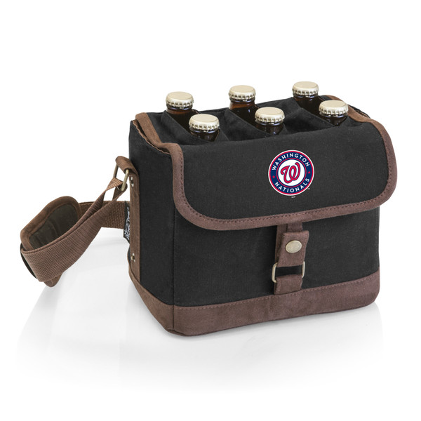 Washington Nationals Beer Caddy Cooler Tote with Opener (Black with Brown Accents)