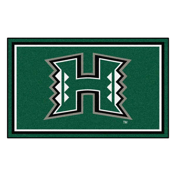 University of Hawaii - Hawaii Rainbows 4x6 Rug H Primary Logo Green