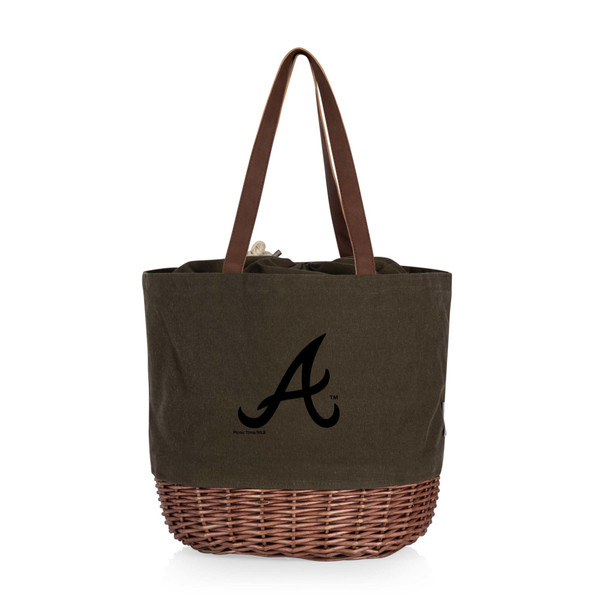 Atlanta Braves Coronado Canvas and Willow Basket Tote (Khaki Green with Beige Accents)