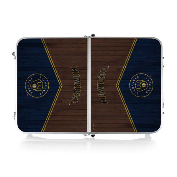 Milwaukee Brewers Concert Table Mini Portable Table (Charcoal Wood Grain)