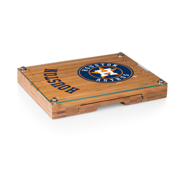 Houston Astros Concerto Glass Top Cheese Cutting Board & Tools Set (Bamboo)