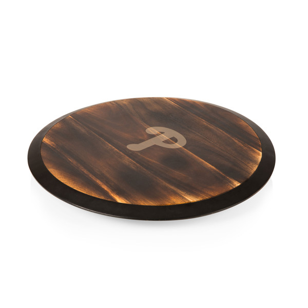 Philadelphia Phillies Lazy Susan Serving Tray (Fire Acacia Wood)