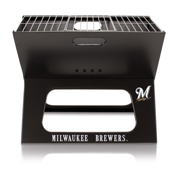 Milwaukee Brewers X-Grill Portable Charcoal BBQ Grill (Black)