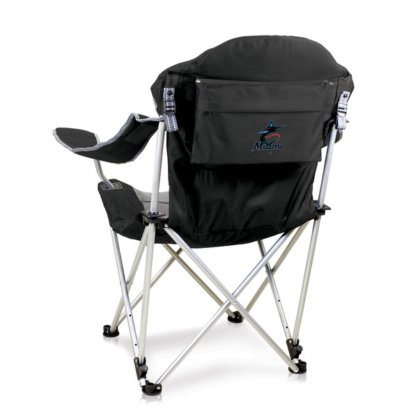 Miami Marlins Reclining Camp Chair (Black with Gray Accents)