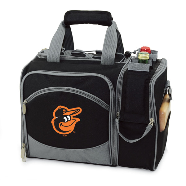 Baltimore Orioles Malibu Picnic Basket Cooler (Black with Gray Accents)