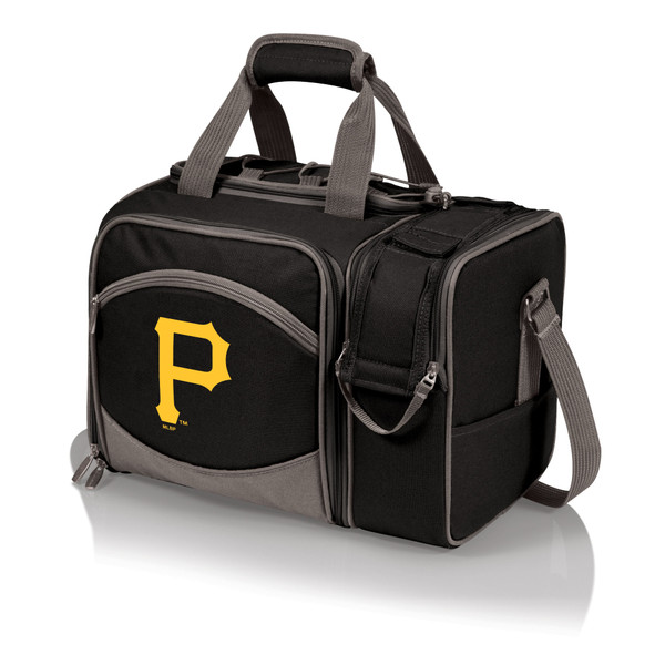 Pittsburgh Pirates Malibu Picnic Basket Cooler (Black with Gray Accents)