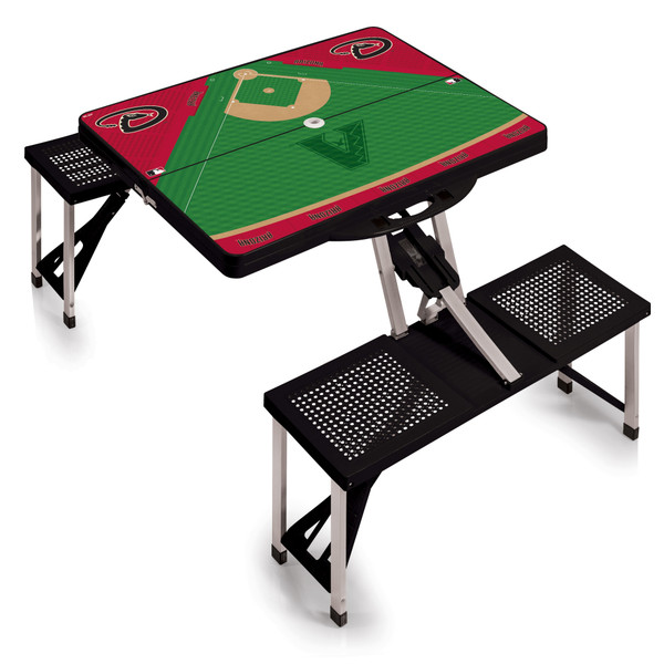 Arizona Diamondbacks Baseball Diamond Picnic Table Portable Folding Table with Seats (Black)