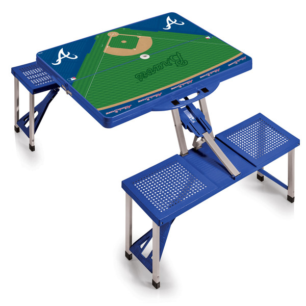 Atlanta Braves Baseball Diamond Picnic Table Portable Folding Table with Seats (Royal Blue)