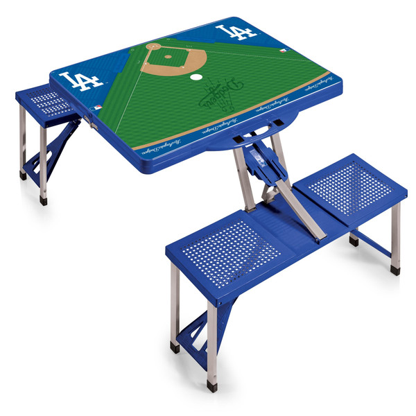 Los Angeles Dodgers Baseball Diamond Picnic Table Portable Folding Table with Seats (Royal Blue)
