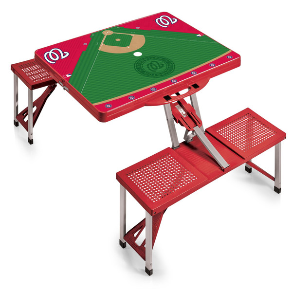 Washington Nationals Baseball Diamond Picnic Table Portable Folding Table with Seats (Red)