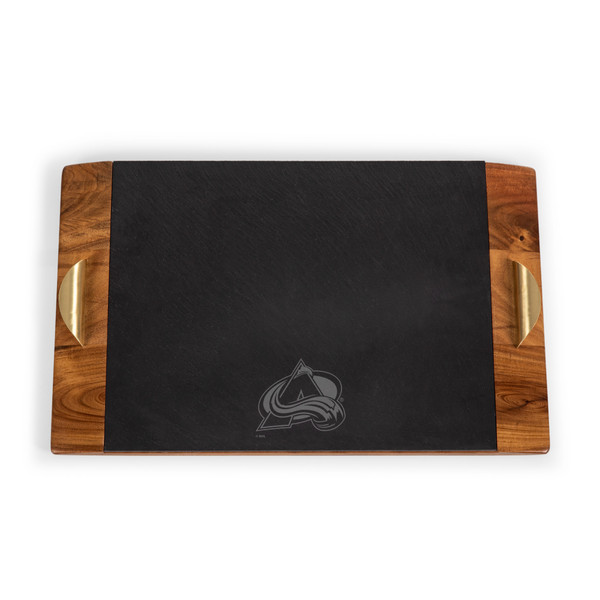 Colorado Avalanche Covina Acacia and Slate Serving Tray, (Acacia Wood & Slate Black with Gold Accents)