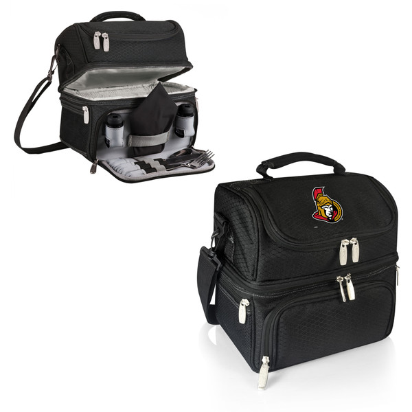 Ottawa Senators Pranzo Lunch Bag Cooler with Utensils, (Black)