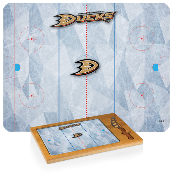 Anaheim Ducks Hockey Rink Icon Glass Top Cutting Board & Knife Set, (Parawood & Bamboo)