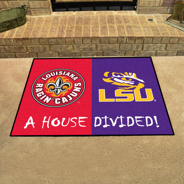 House Divided - UL-Lafayette / LSU House Divided Mat 33.75"x42.5"