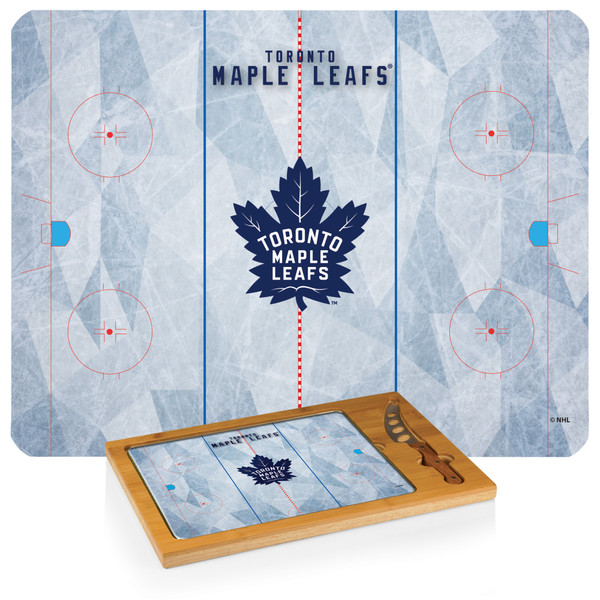 Toronto Maple Leafs Hockey Rink Icon Glass Top Cutting Board & Knife Set, (Parawood & Bamboo)