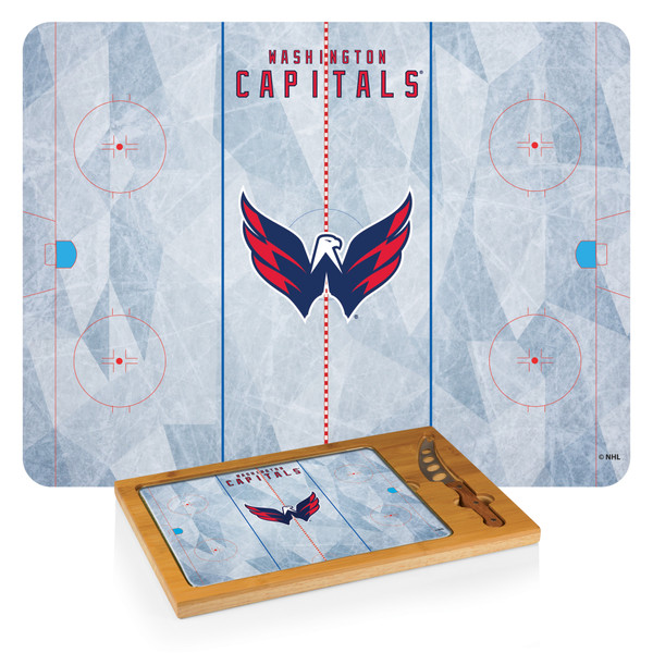 Washington Capitals Hockey Rink Icon Glass Top Cutting Board & Knife Set, (Parawood & Bamboo)