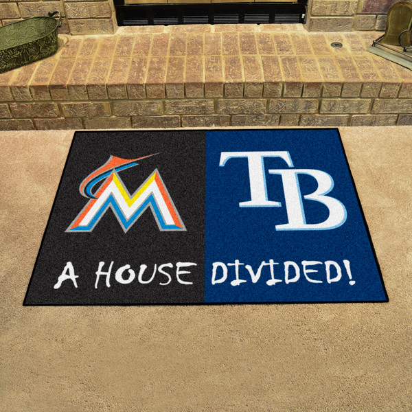 MLB House Divided - Marlins / Rays House Divided Mat 33.75"x42.5"