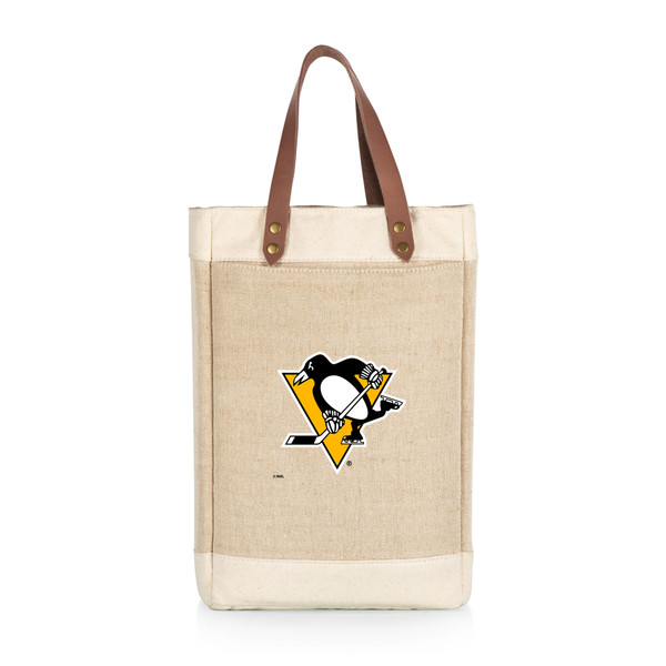 Pittsburgh Penguins Pinot Jute 2 Bottle Insulated Wine Bag, (Beige)