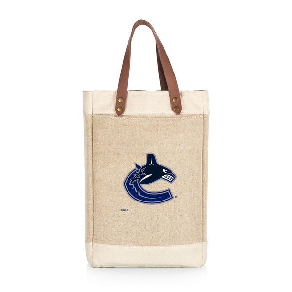 Vancouver Canucks Pinot Jute 2 Bottle Insulated Wine Bag, (Beige)