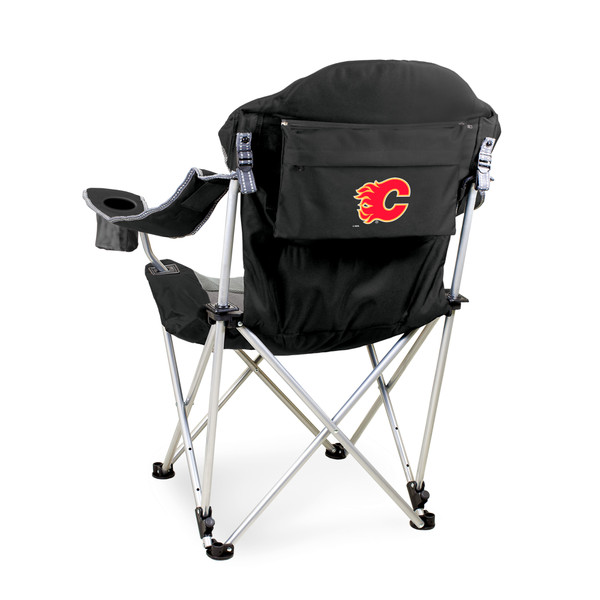 Calgary Flames Reclining Camp Chair, (Black with Gray Accents)