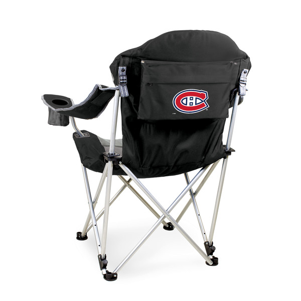 Montreal Canadiens Reclining Camp Chair, (Black with Gray Accents)