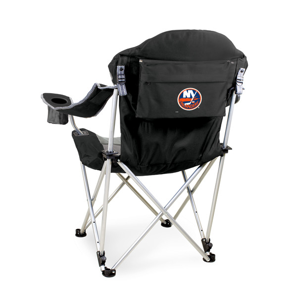 New York Islanders Reclining Camp Chair, (Black with Gray Accents)