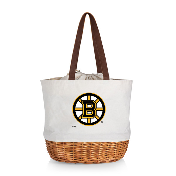 Boston Bruins Coronado Canvas and Willow Basket Tote, (Beige Canvas)