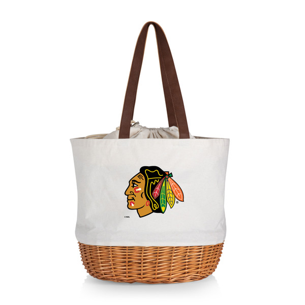 Chicago Blackhawks Coronado Canvas and Willow Basket Tote, (Beige Canvas)