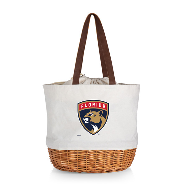 Florida Panthers Coronado Canvas and Willow Basket Tote, (Beige Canvas)