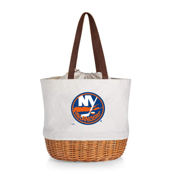 New York Islanders Coronado Canvas and Willow Basket Tote, (Beige Canvas)