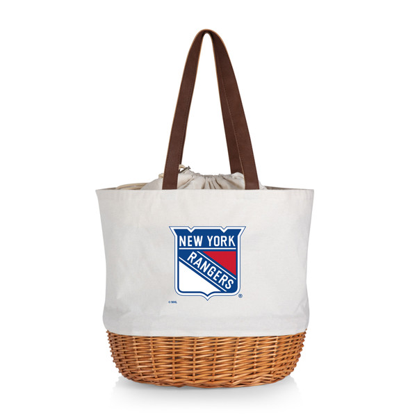 New York Rangers Coronado Canvas and Willow Basket Tote, (Beige Canvas)