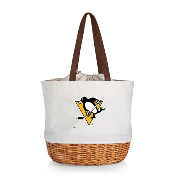 Pittsburgh Penguins Coronado Canvas and Willow Basket Tote, (Beige Canvas)