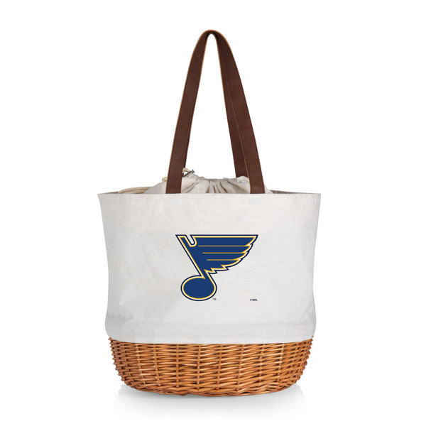 St Louis Blues Coronado Canvas and Willow Basket Tote, (Beige Canvas)