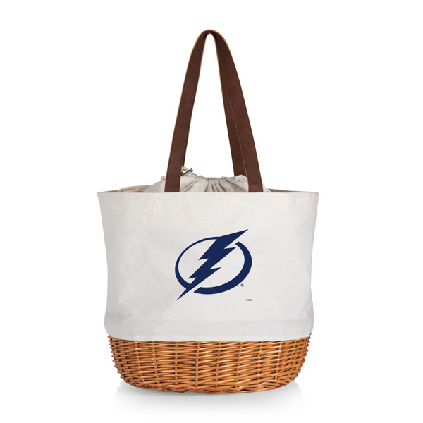 Tampa Bay Lightning Coronado Canvas and Willow Basket Tote, (Beige Canvas)