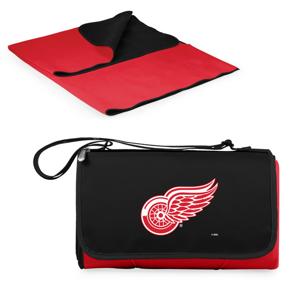 Detroit Red Wings Blanket Tote Outdoor Picnic Blanket, (Red with Black Flap)