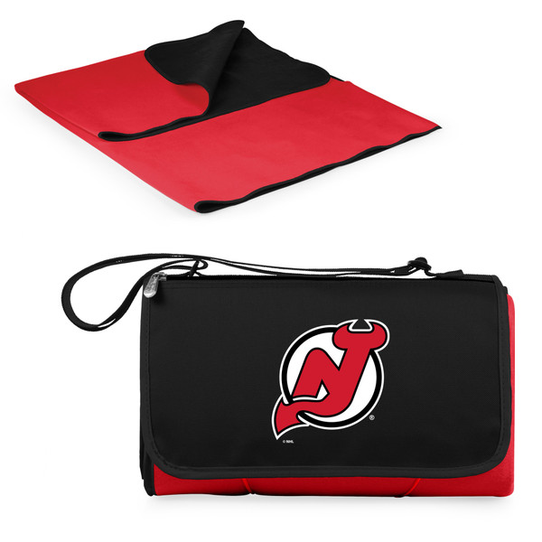 New Jersey Devils Blanket Tote Outdoor Picnic Blanket, (Red with Black Flap)