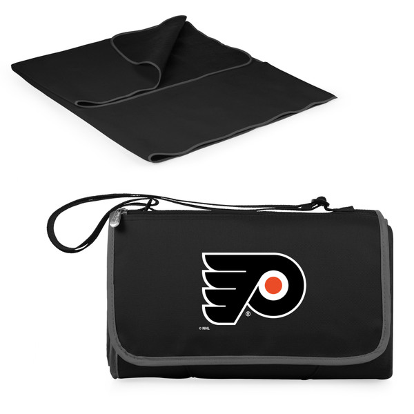 Philadelphia Flyers Blanket Tote Outdoor Picnic Blanket, (Black with Black Exterior)
