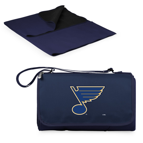 St Louis Blues Blanket Tote Outdoor Picnic Blanket, (Navy Blue with Black Flap)