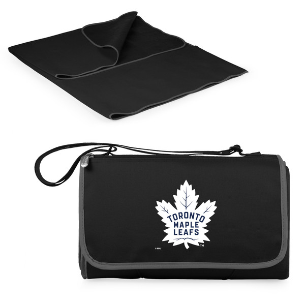 Toronto Maple Leafs Blanket Tote Outdoor Picnic Blanket, (Black with Black Exterior)