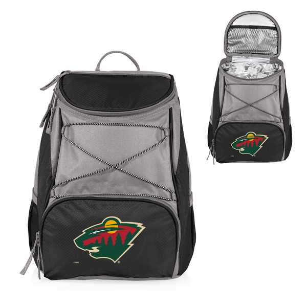 Minnesota Wild PTX Backpack Cooler, (Black with Gray Accents)