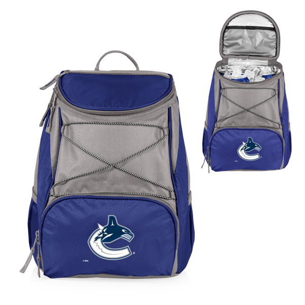 Vancouver Canucks PTX Backpack Cooler, (Navy Blue with Gray Accents)