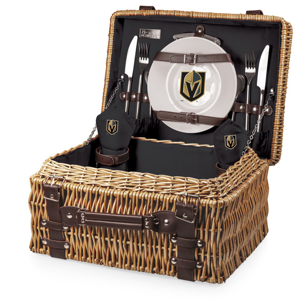 Vegas Golden Knights Champion Picnic Basket, (Black with Brown Accents)