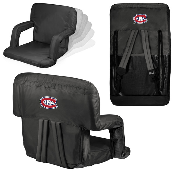 Montreal Canadiens Ventura Portable Reclining Stadium Seat, (Black)