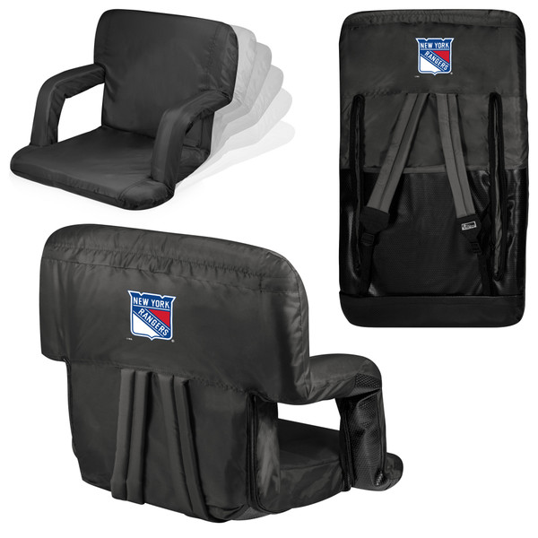 New York Rangers Ventura Portable Reclining Stadium Seat, (Black)